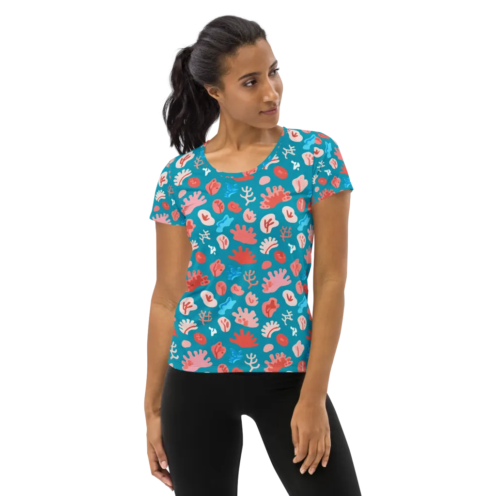 Teal Tidepool on Women's Athletic T-Shirt — Front