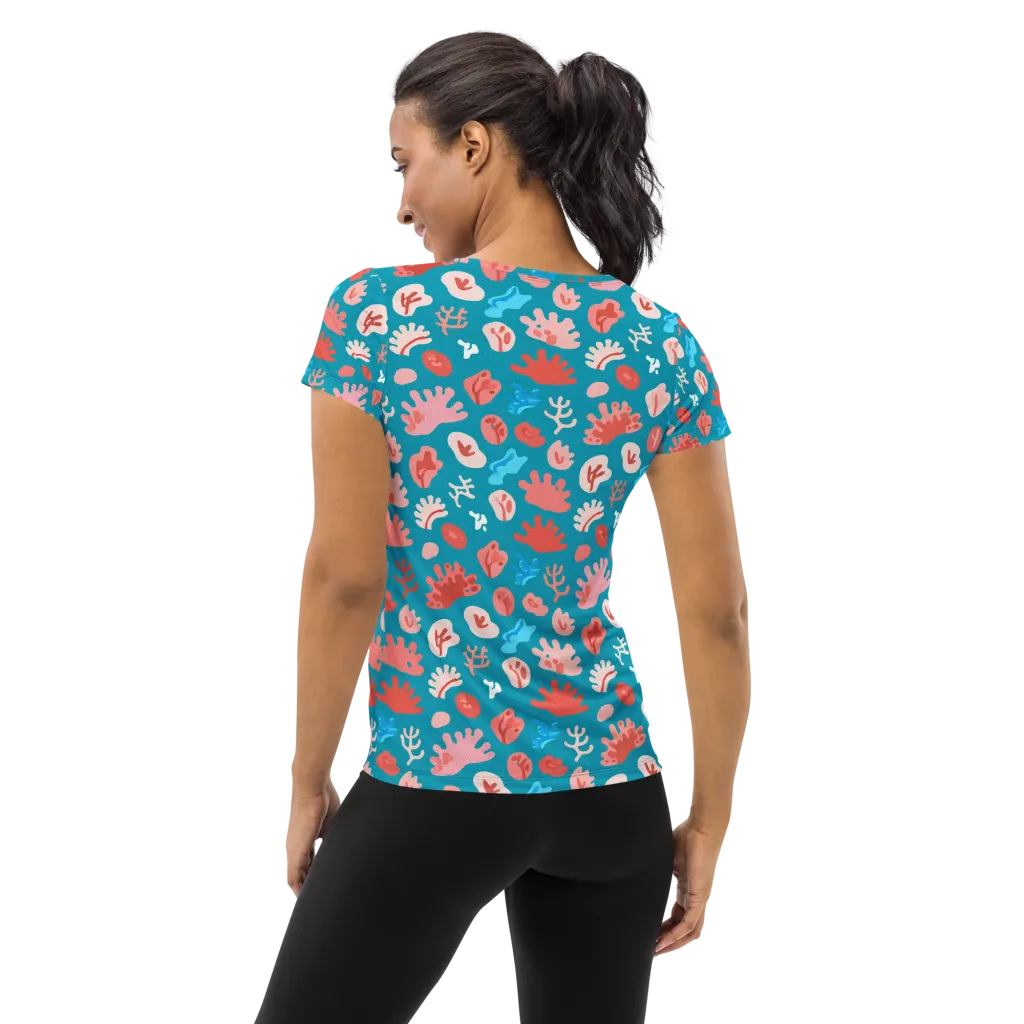 Teal Tidepool on Women's Athletic T-Shirt — Back