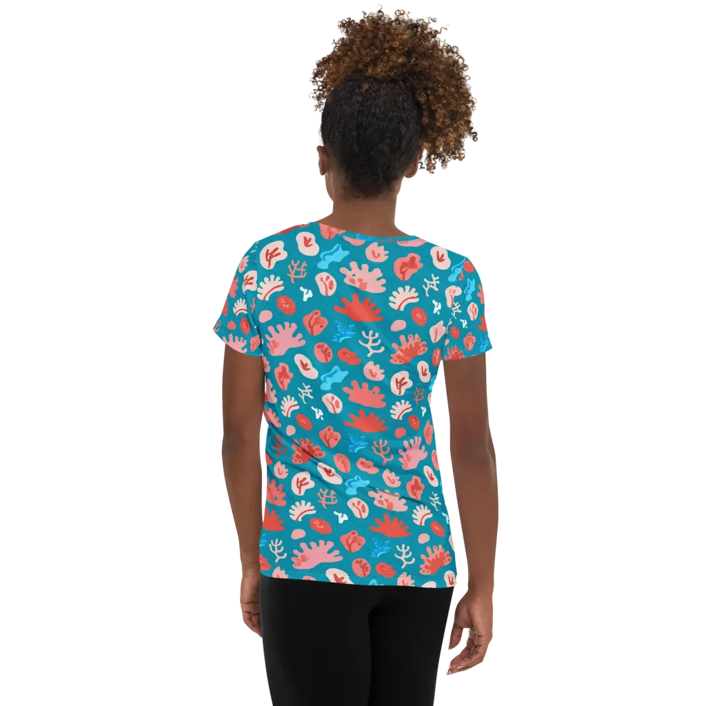 Teal Tidepool on Women's Athletic T-Shirt — Back