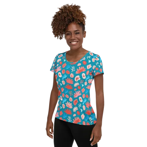 Teal Tidepool on a Women's Athletic T-Shirt