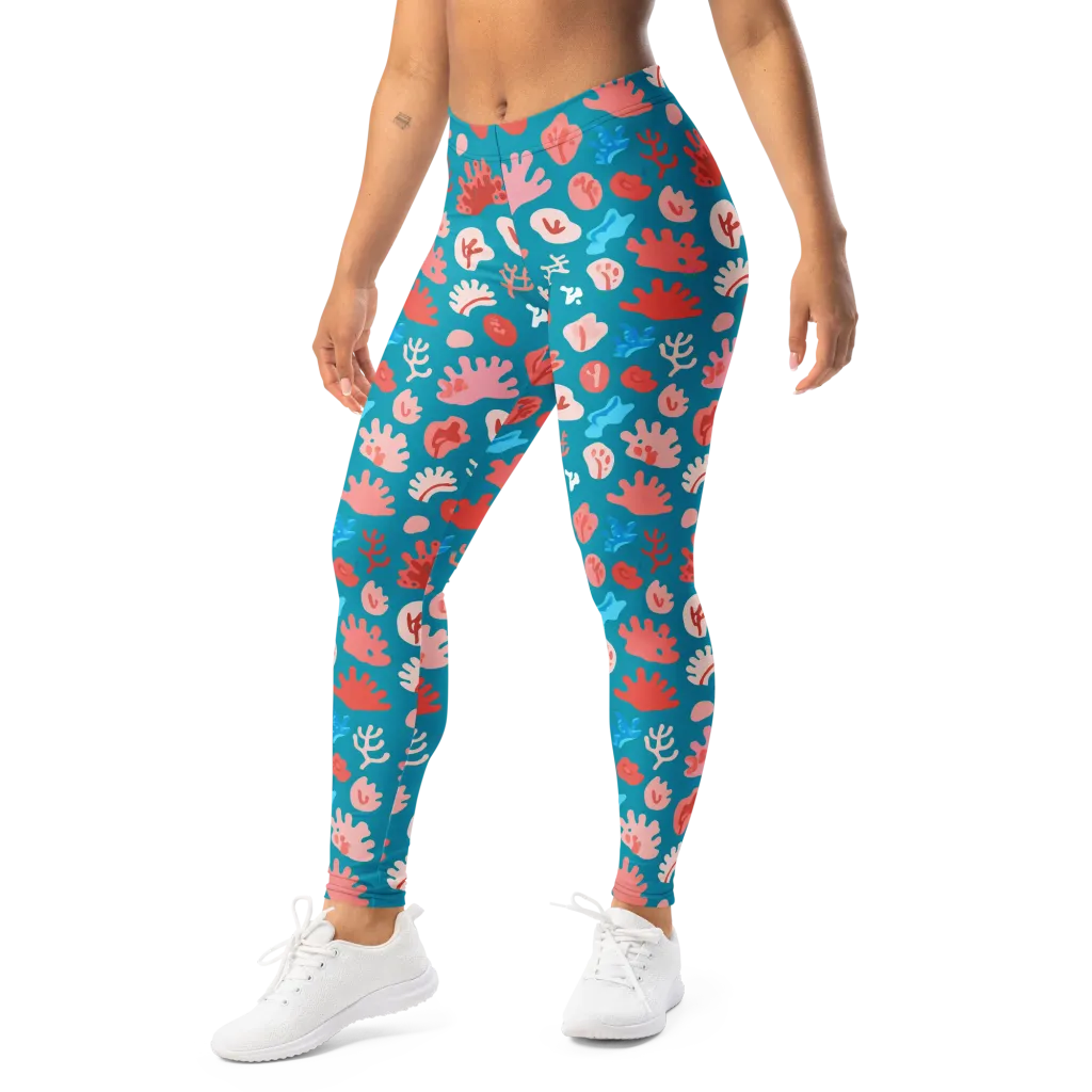 Teal Tidepool on Leggings — Left Front
