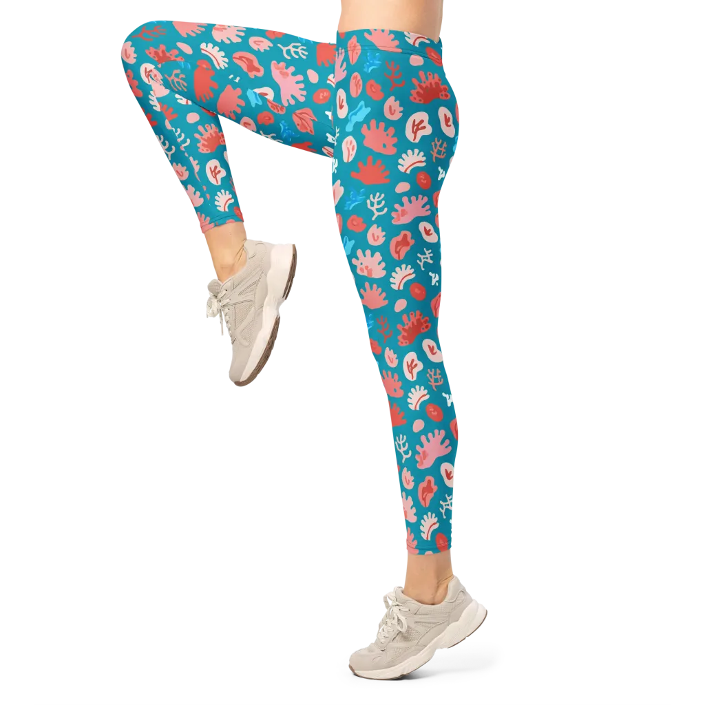 Teal Tidepool on Leggings — Left