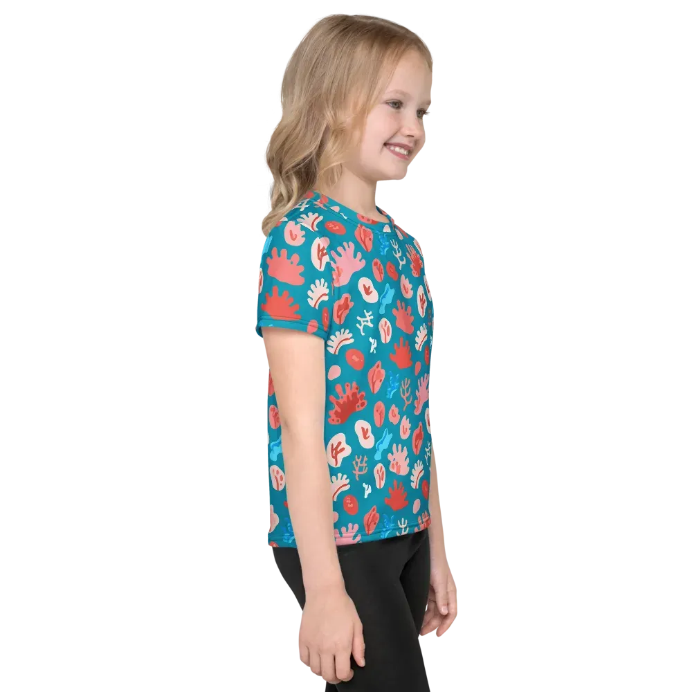 Teal Tidepool on Kids Crew Neck T-Shirt — Right