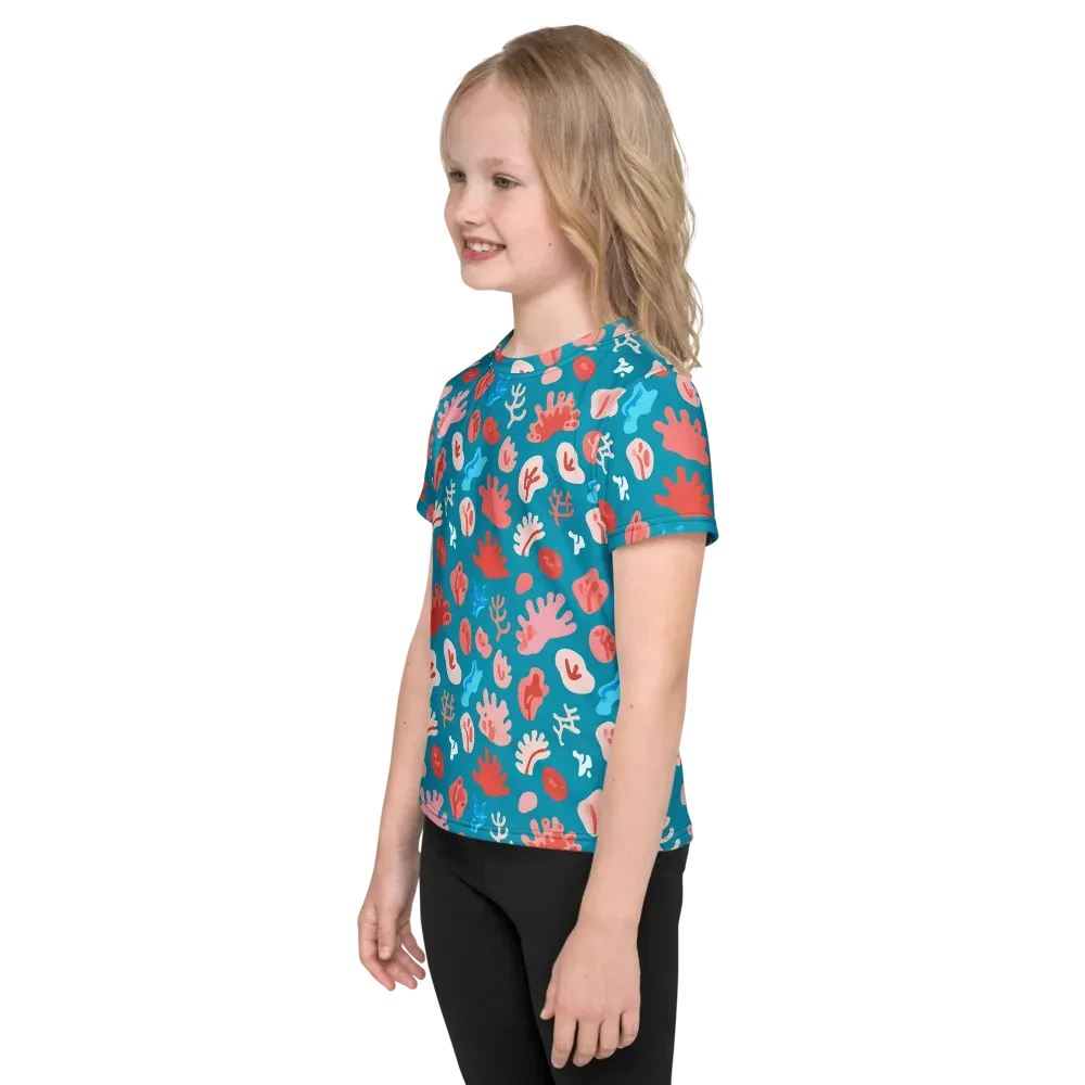 Teal Tidepool on Kids Crew Neck T-Shirt — Left