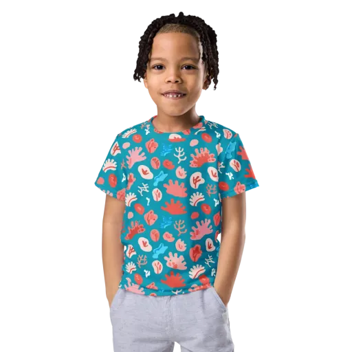 Teal Tidepool on a Kids Crew Neck T-Shirt