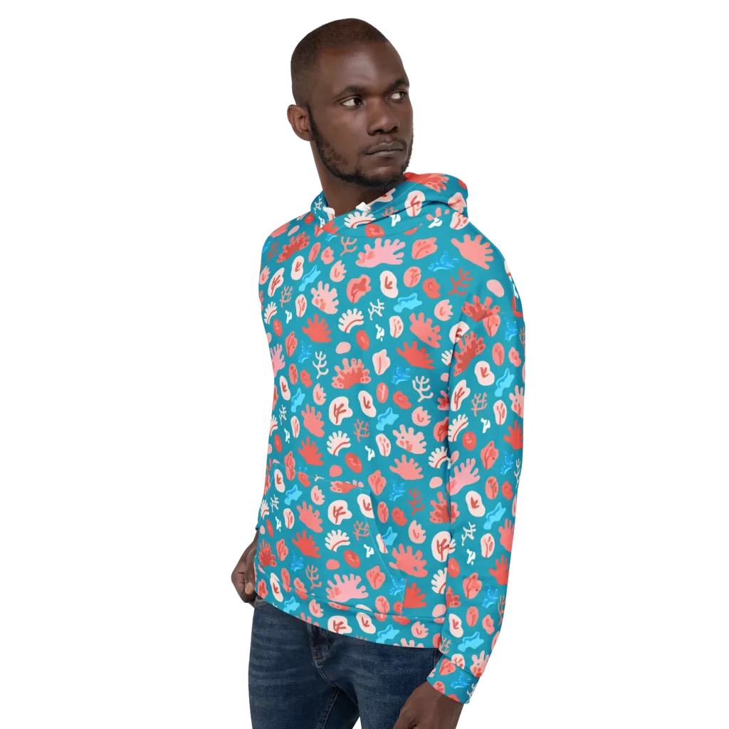 Teal Tidepool on Hoodie — Left