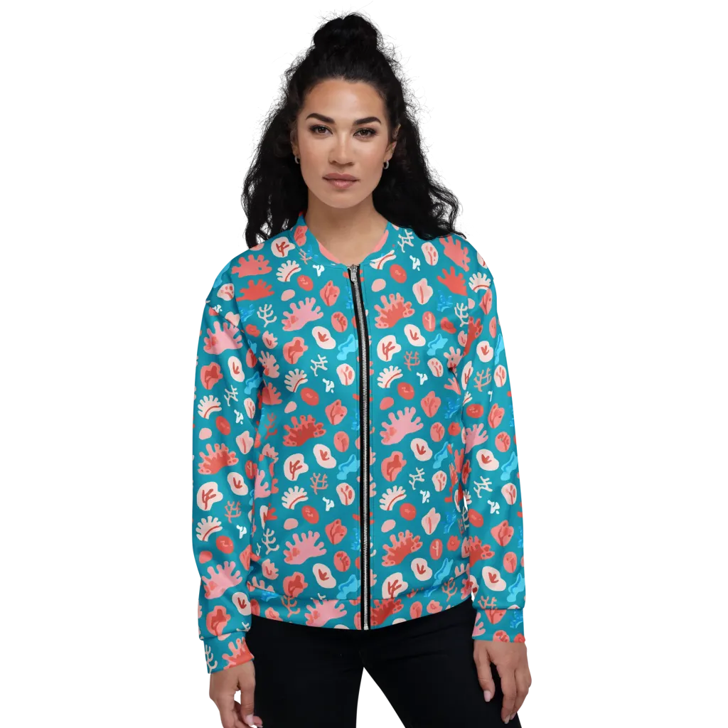 Teal Tidepool on Bomber Jacket — Front
