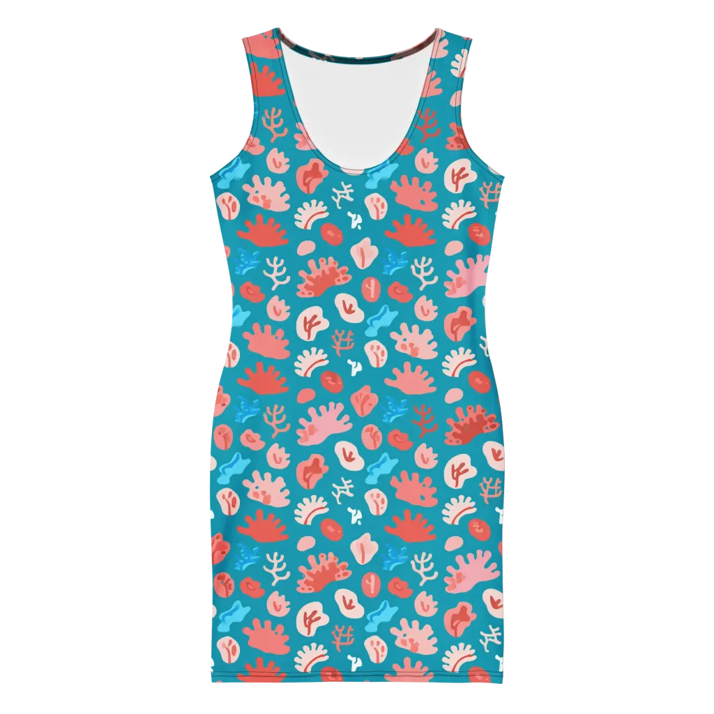 Teal Tidepool on Bodycon Dress — Front