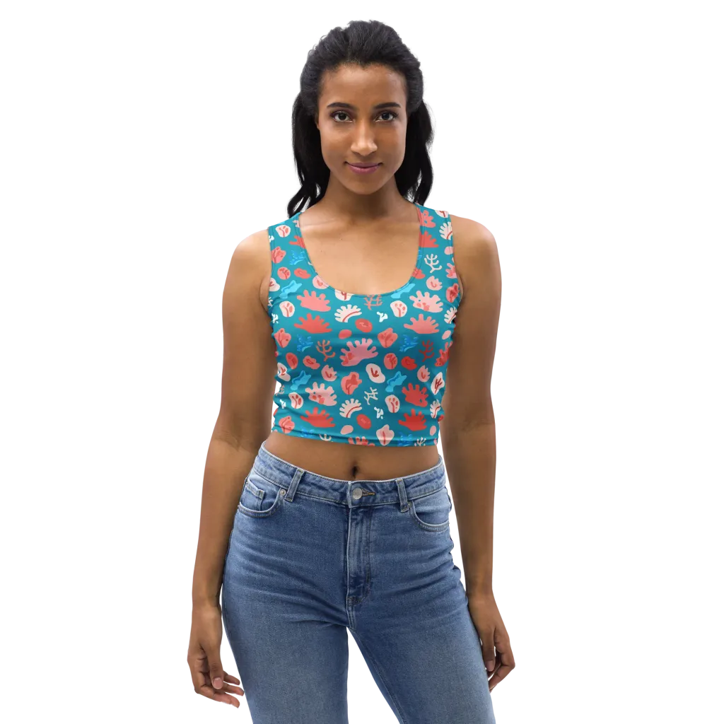 Teal Tidepool on Crop Top — Front