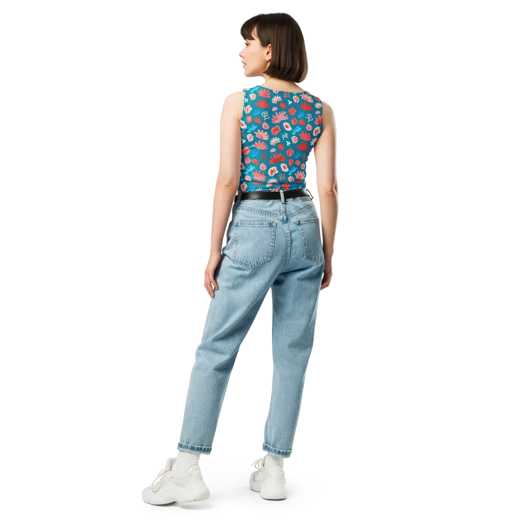 Teal Tidepool on Crop Top — Back
