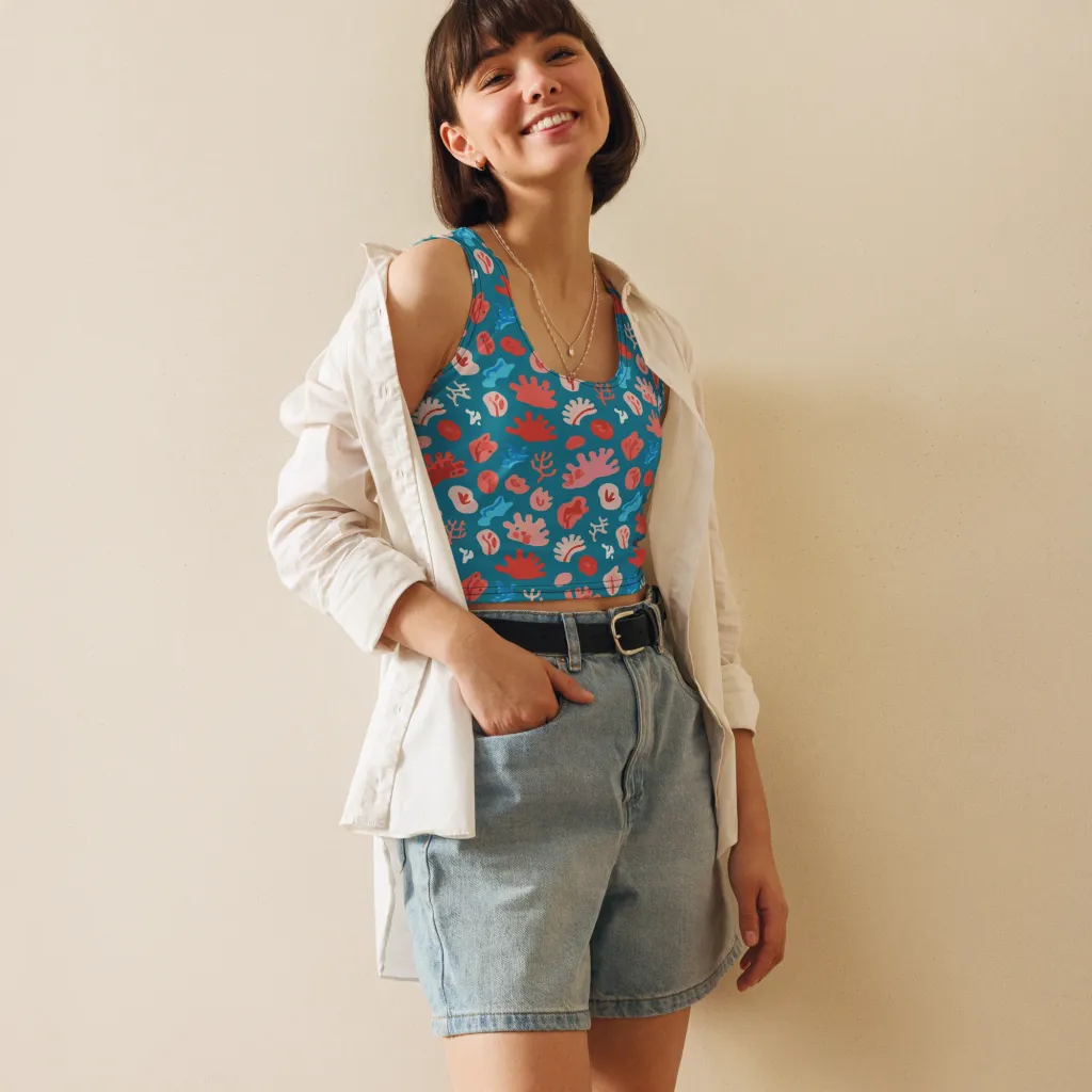 Teal Tidepool on Crop Top — Front