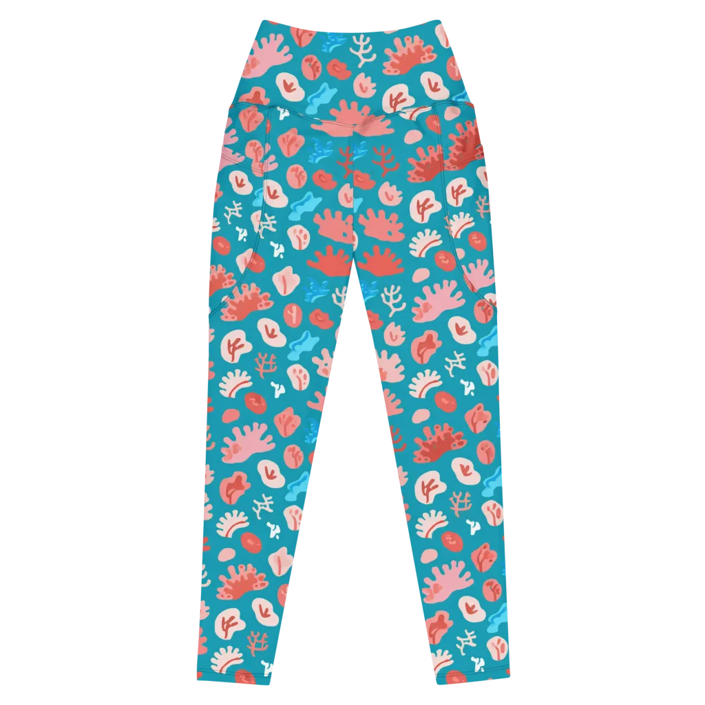 Teal Tidepool on Leggings with Pockets — Front