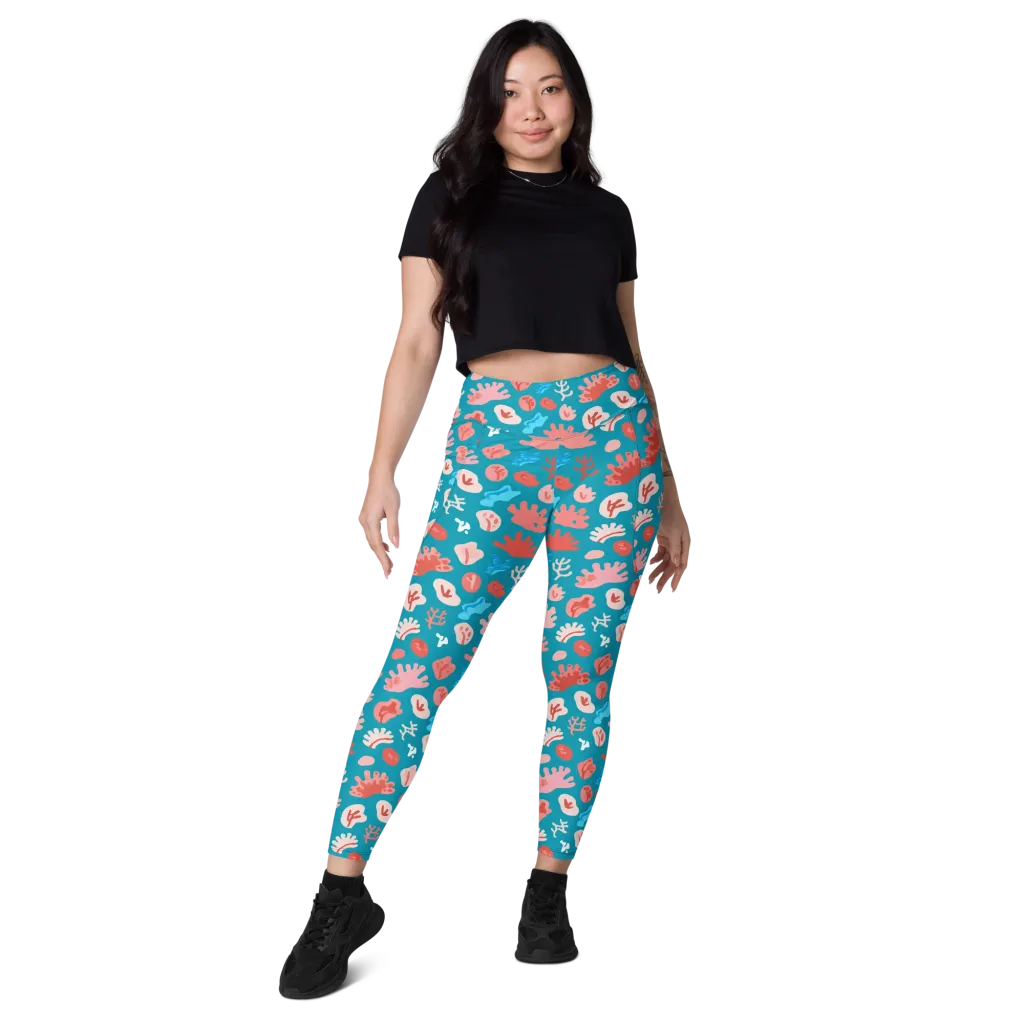Teal Tidepool on Leggings with Pockets — Front