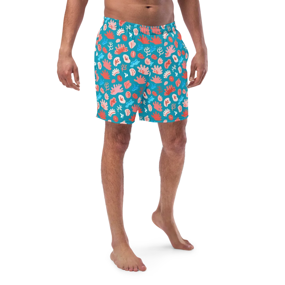 Teal Tidepool on Swim Trunks — Front