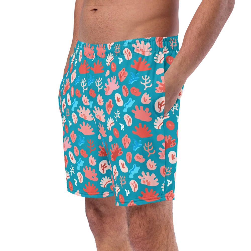 Teal Tidepool on Swim Trunks — Left Front