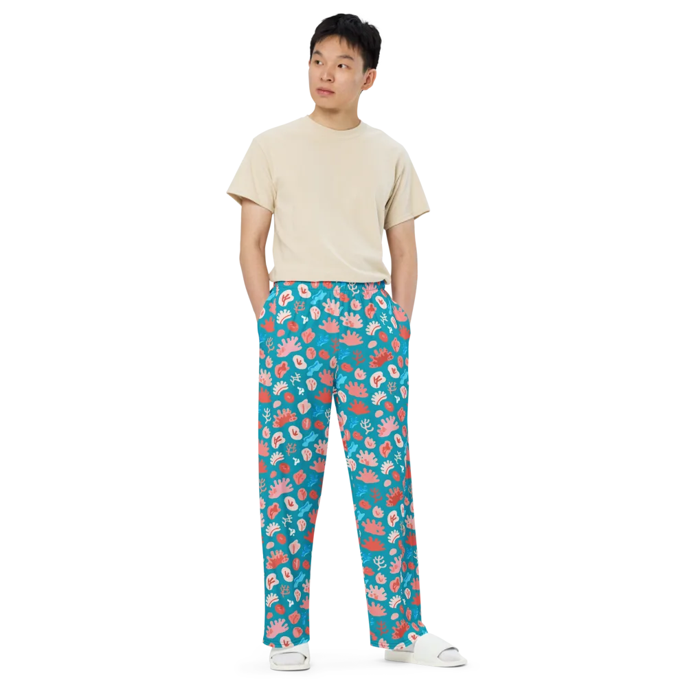 Teal Tidepool on Wide-Leg Pants — Front