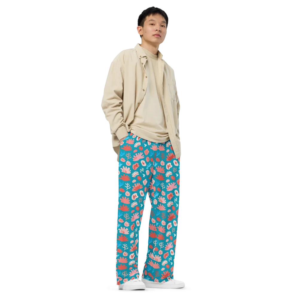 Teal Tidepool on Wide-Leg Pants — Right Front