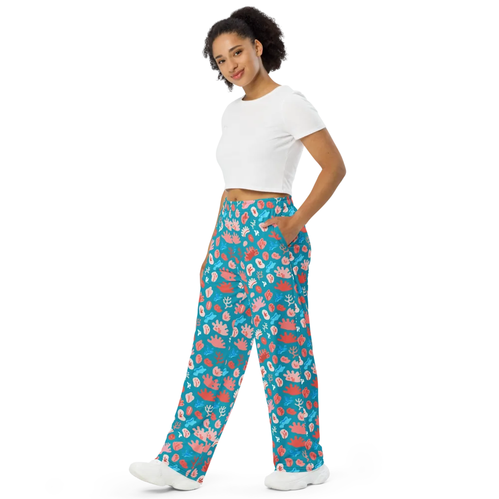 Teal Tidepool on Wide-Leg Pants — Left Front