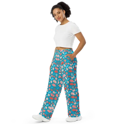 Teal Tidepool on a Wide-Leg Pants