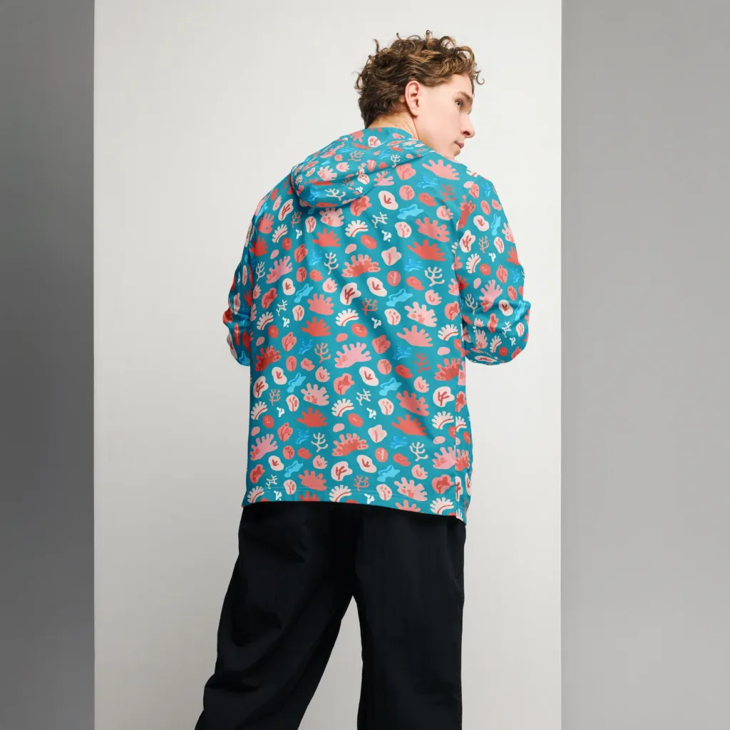 Teal Tidepool on Men's Windbreaker — Back