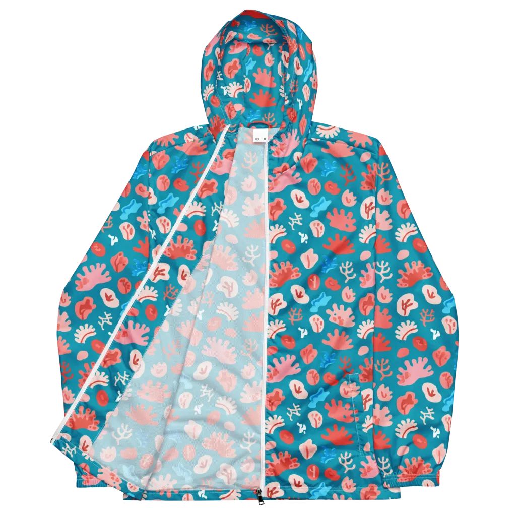 Teal Tidepool on Men's Windbreaker — Front