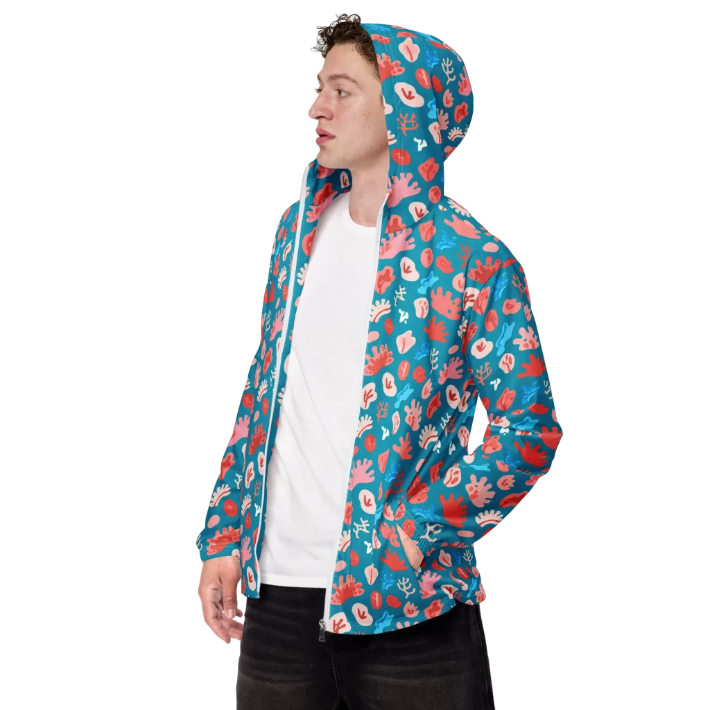 Teal Tidepool on Men's Windbreaker — Left Front