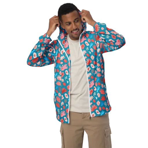 Teal Tidepool on a Men's Windbreaker