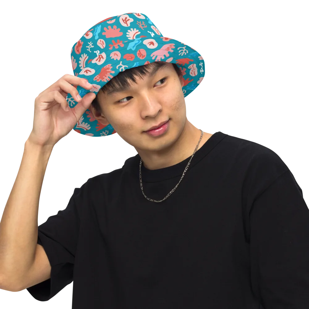 Teal Tidepool on Reversible Bucket Hat — Front Inside