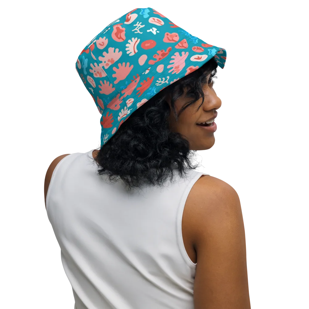 Teal Tidepool on Reversible Bucket Hat — Right Outside