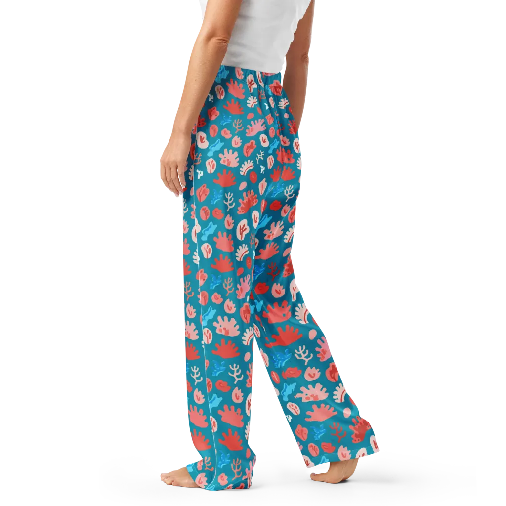 Teal Tidepool on Women's Pajama Pants — Left