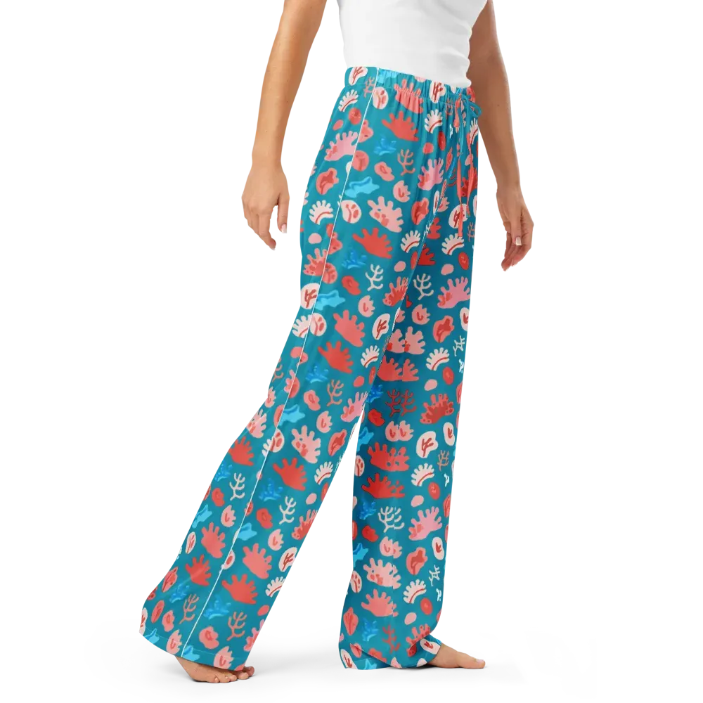 Teal Tidepool on Women's Pajama Pants — Right Front