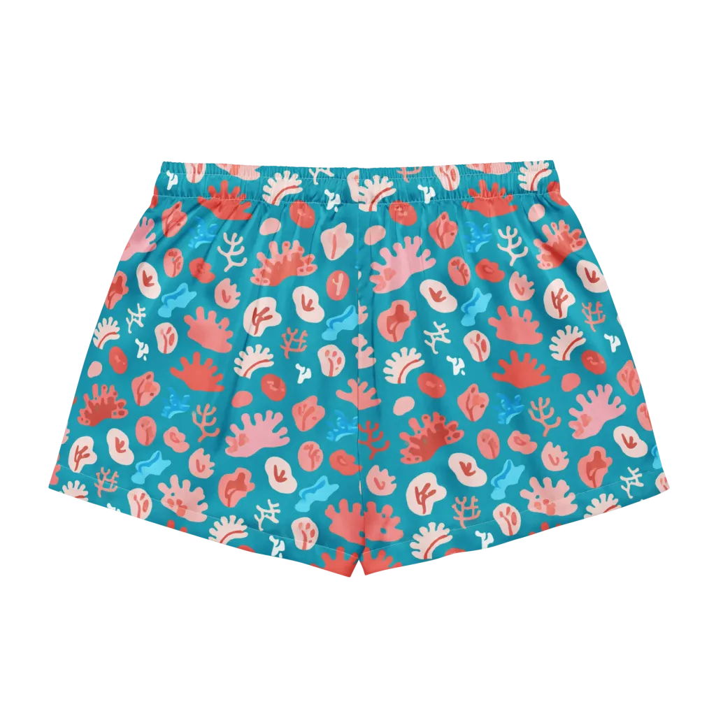 Teal Tidepool on Women's Pajama Shorts — Back