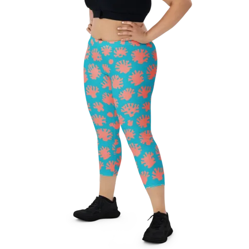 Coral Pop on a Capri Leggings