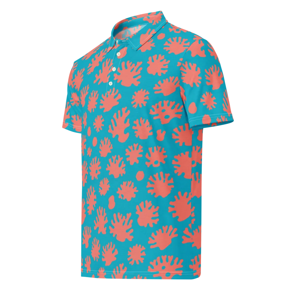 Coral Pop on Men's Slim Fit Polo Shirt — Left Front