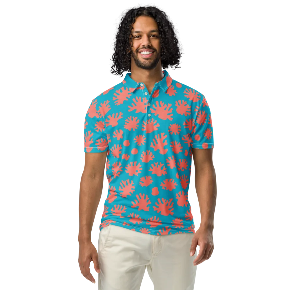 Coral Pop on Men's Slim Fit Polo Shirt — Front