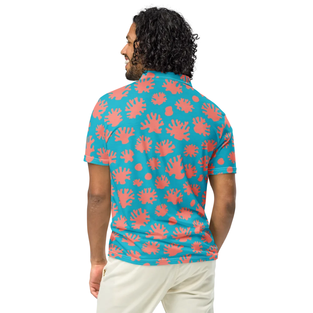 Coral Pop on Men's Slim Fit Polo Shirt — Back
