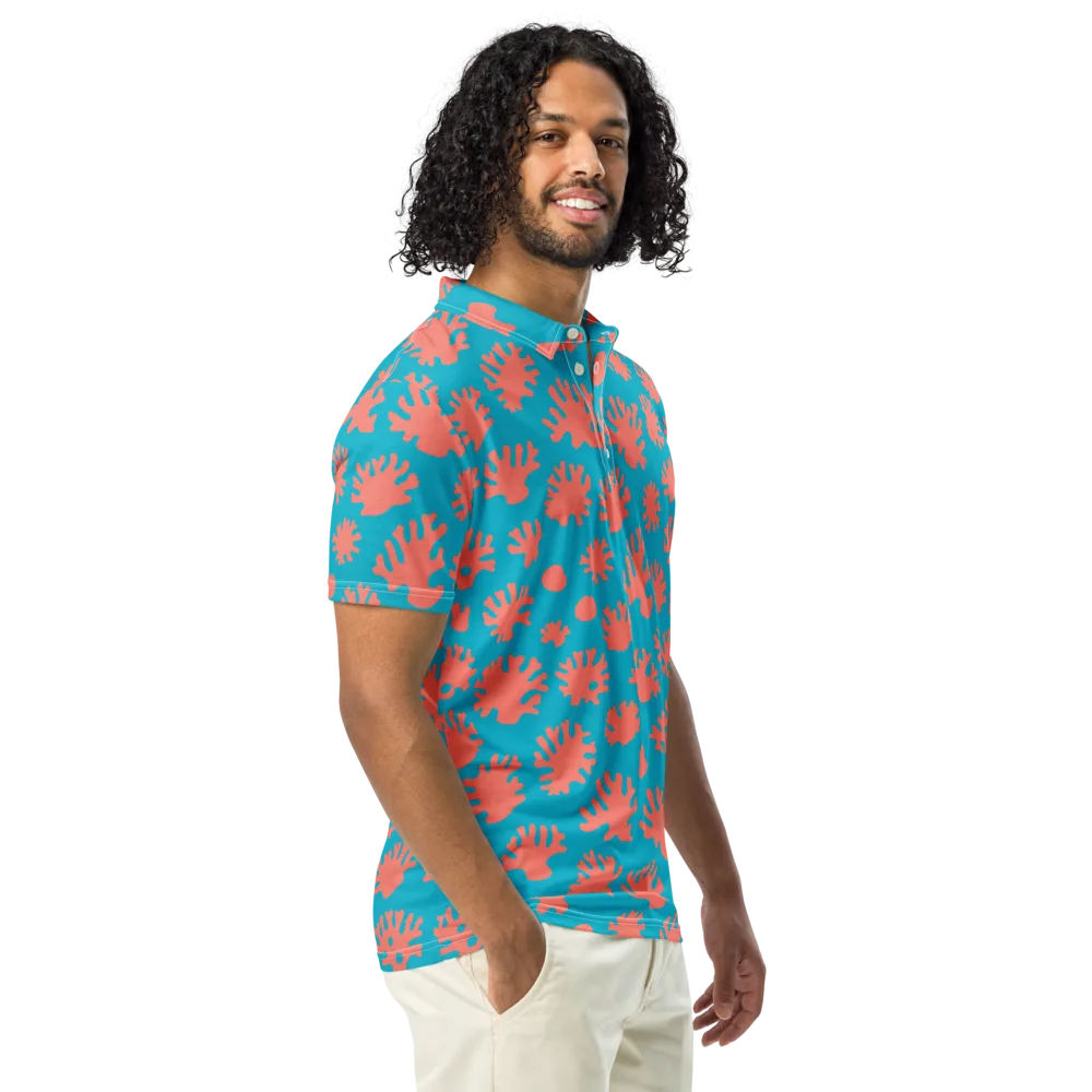 Coral Pop on Men's Slim Fit Polo Shirt — Right Front