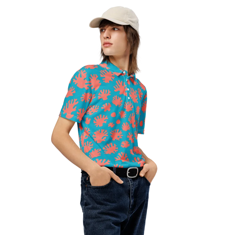 Coral Pop on Men's Slim Fit Polo Shirt — Right Front