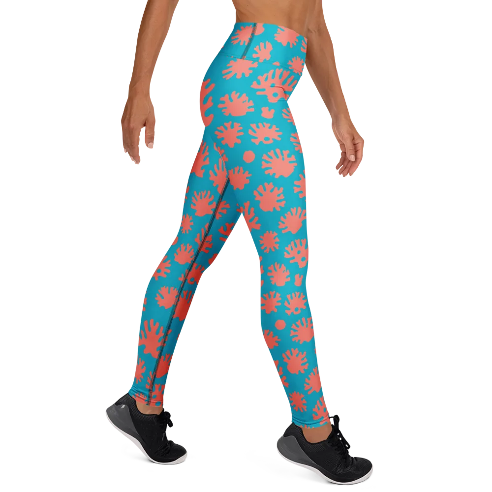 Coral Pop on Yoga Leggings — Right