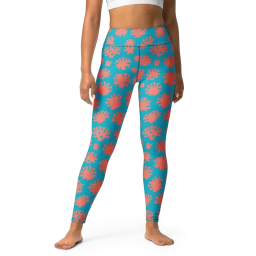 Coral Pop on a Yoga Leggings