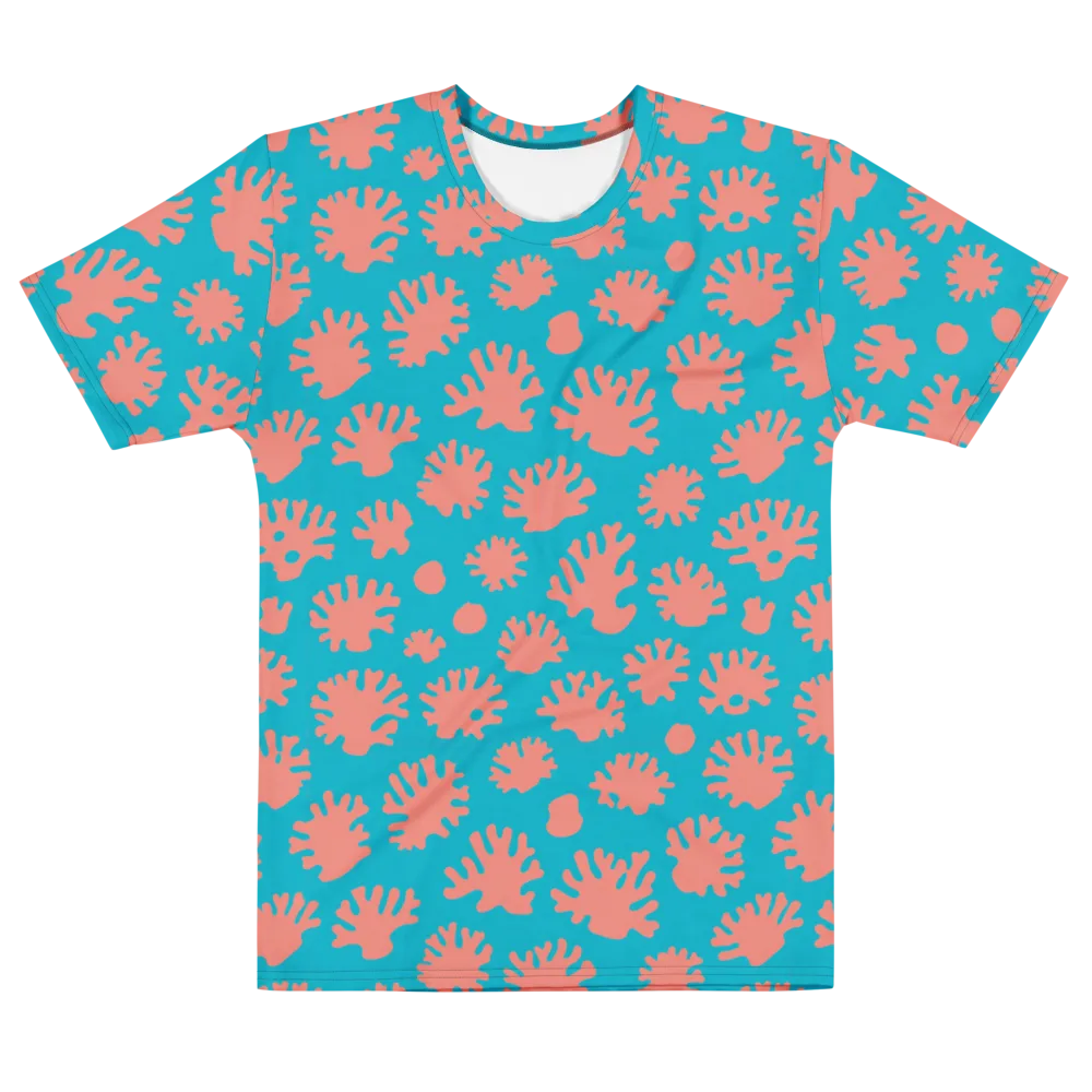 Coral Pop on Men's Cotton Crew Neck T-Shirt — Front