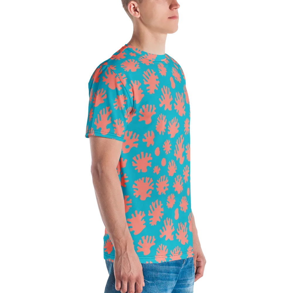 Coral Pop on Men's Crew Neck T-Shirt — Right
