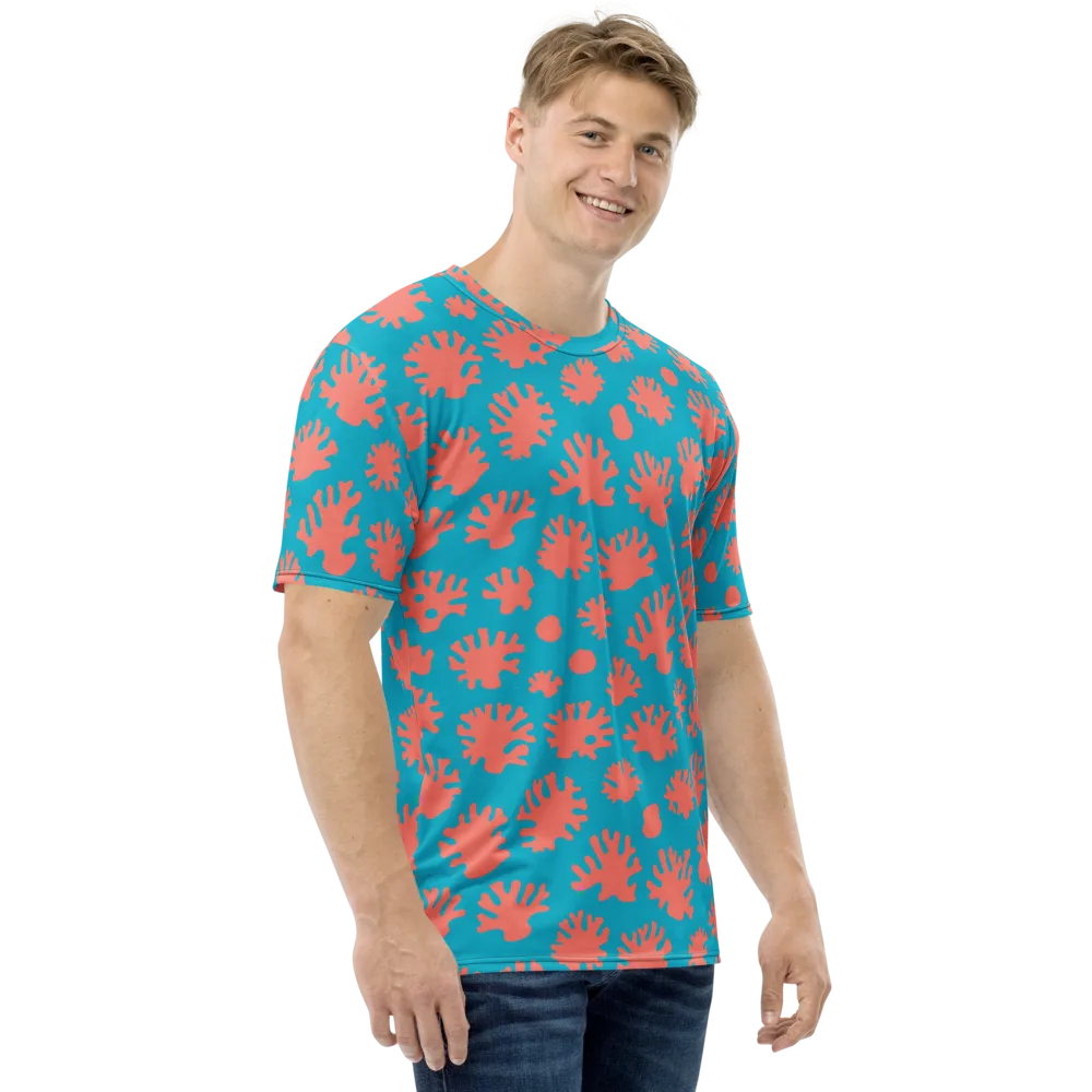 Coral Pop on Men's Crew Neck T-Shirt — Right