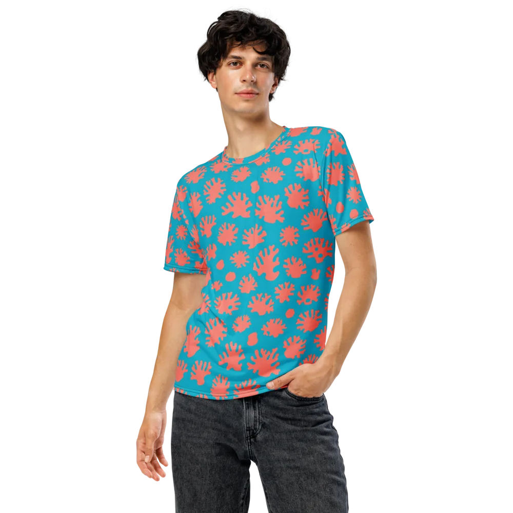 Coral Pop on Men's Crew Neck T-Shirt — Front