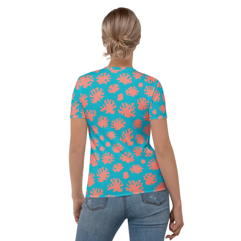 Coral Pop on Women's Crew Neck T-Shirt — Back