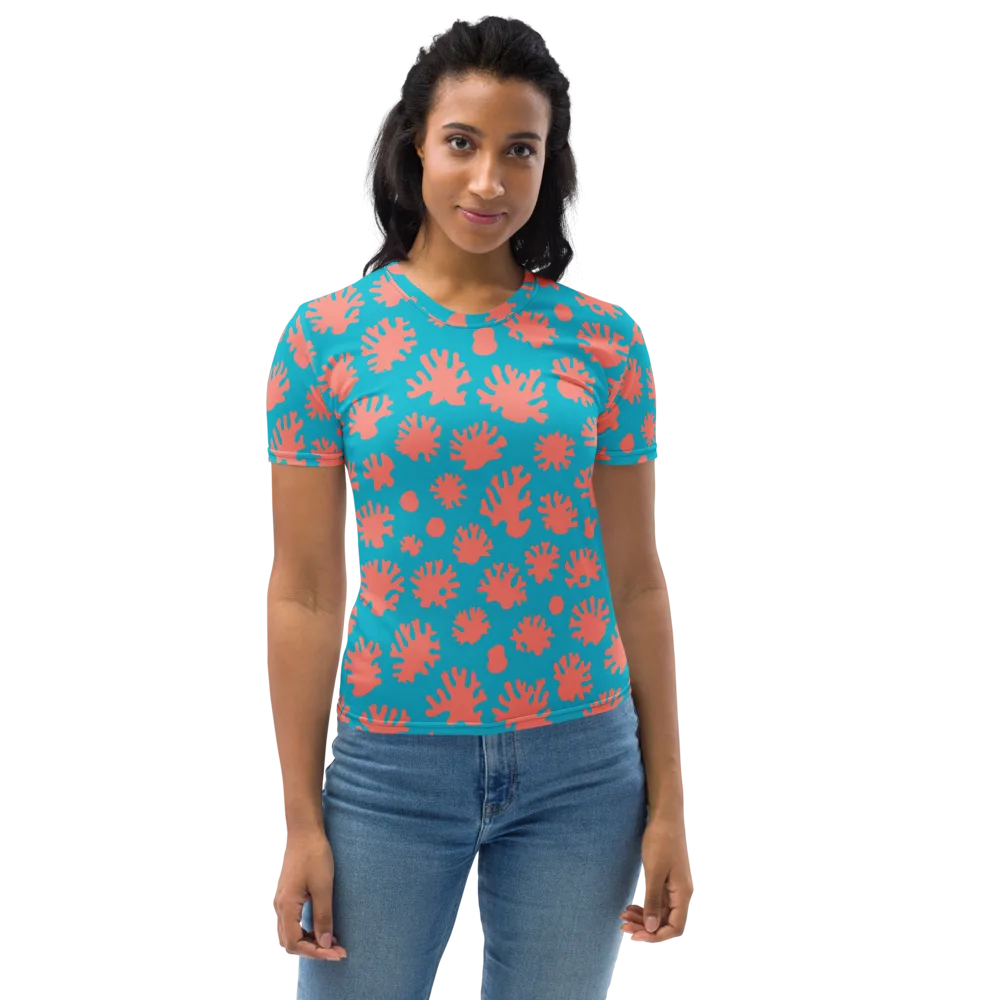 Coral Pop on Women's Crew Neck T-Shirt — Front