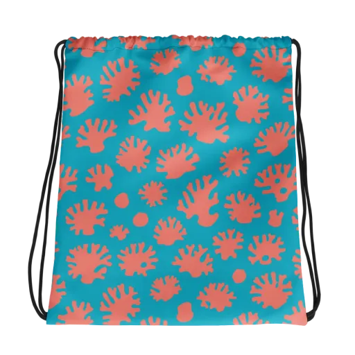 Coral Pop on a Drawstring Bag