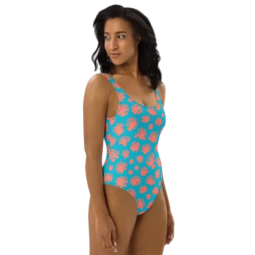 Coral Pop on a One-Piece Swimsuit