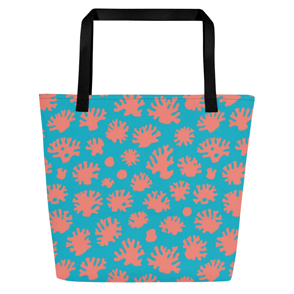 Coral Pop on Large Tote Bag W/ Pocket — Front