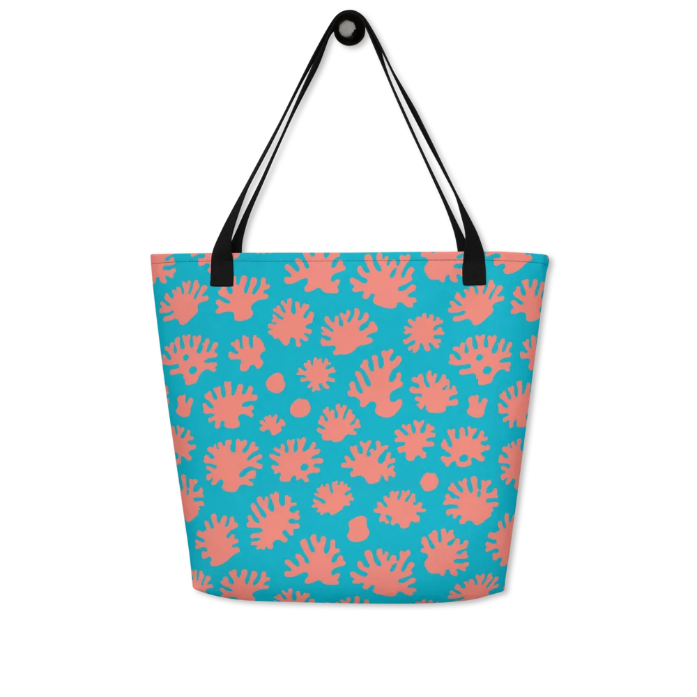 Coral Pop on Large Tote Bag W/ Pocket — Front